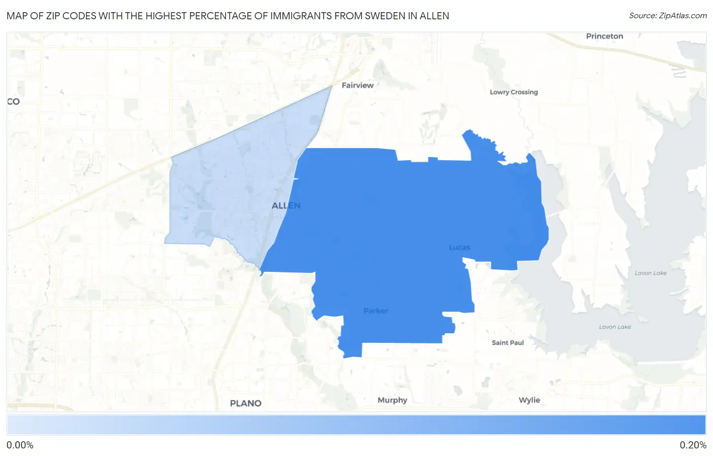 Zip Codes with the Highest Percentage of Immigrants from Sweden in Allen Map