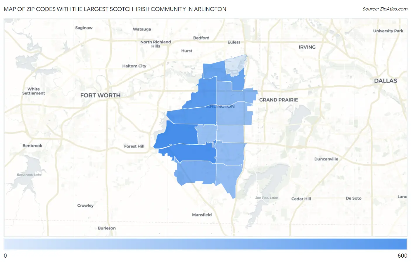 Zip Codes with the Largest Scotch-Irish Community in Arlington Map