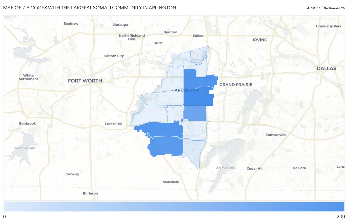 Zip Codes with the Largest Somali Community in Arlington Map