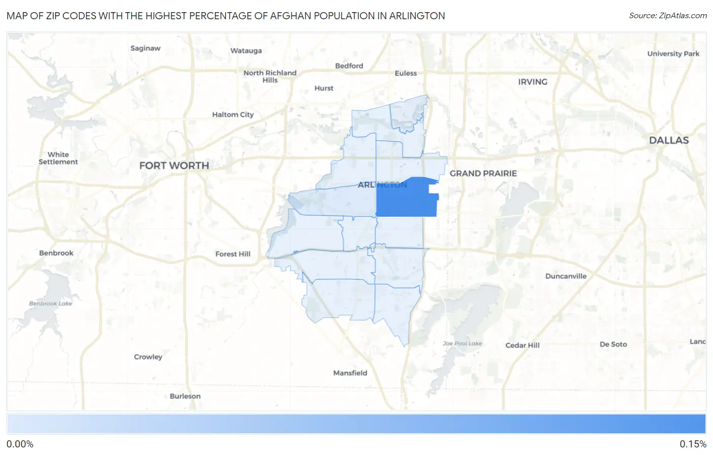 Zip Codes with the Highest Percentage of Afghan Population in Arlington Map