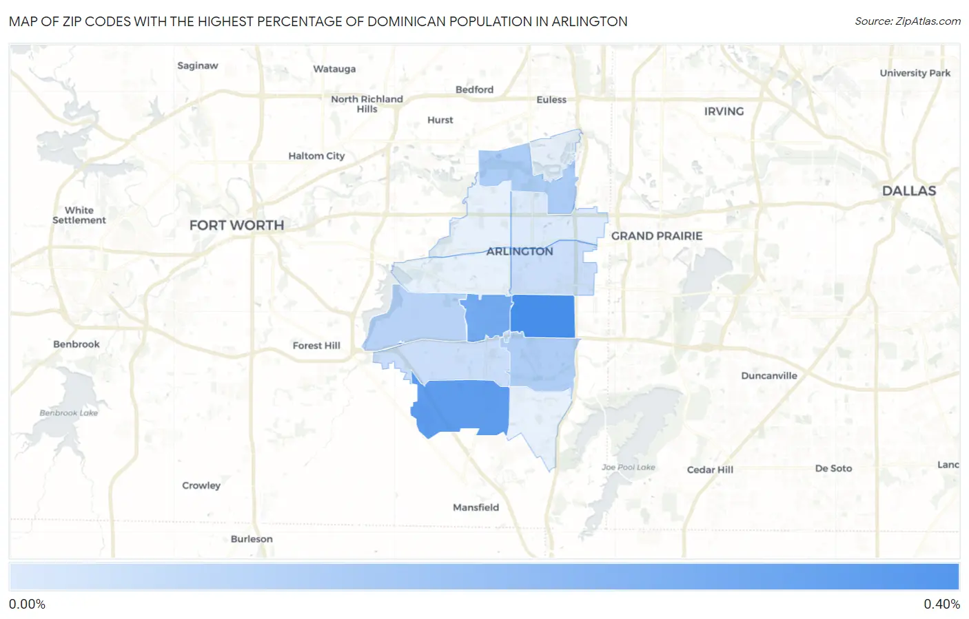 Zip Codes with the Highest Percentage of Dominican Population in Arlington Map