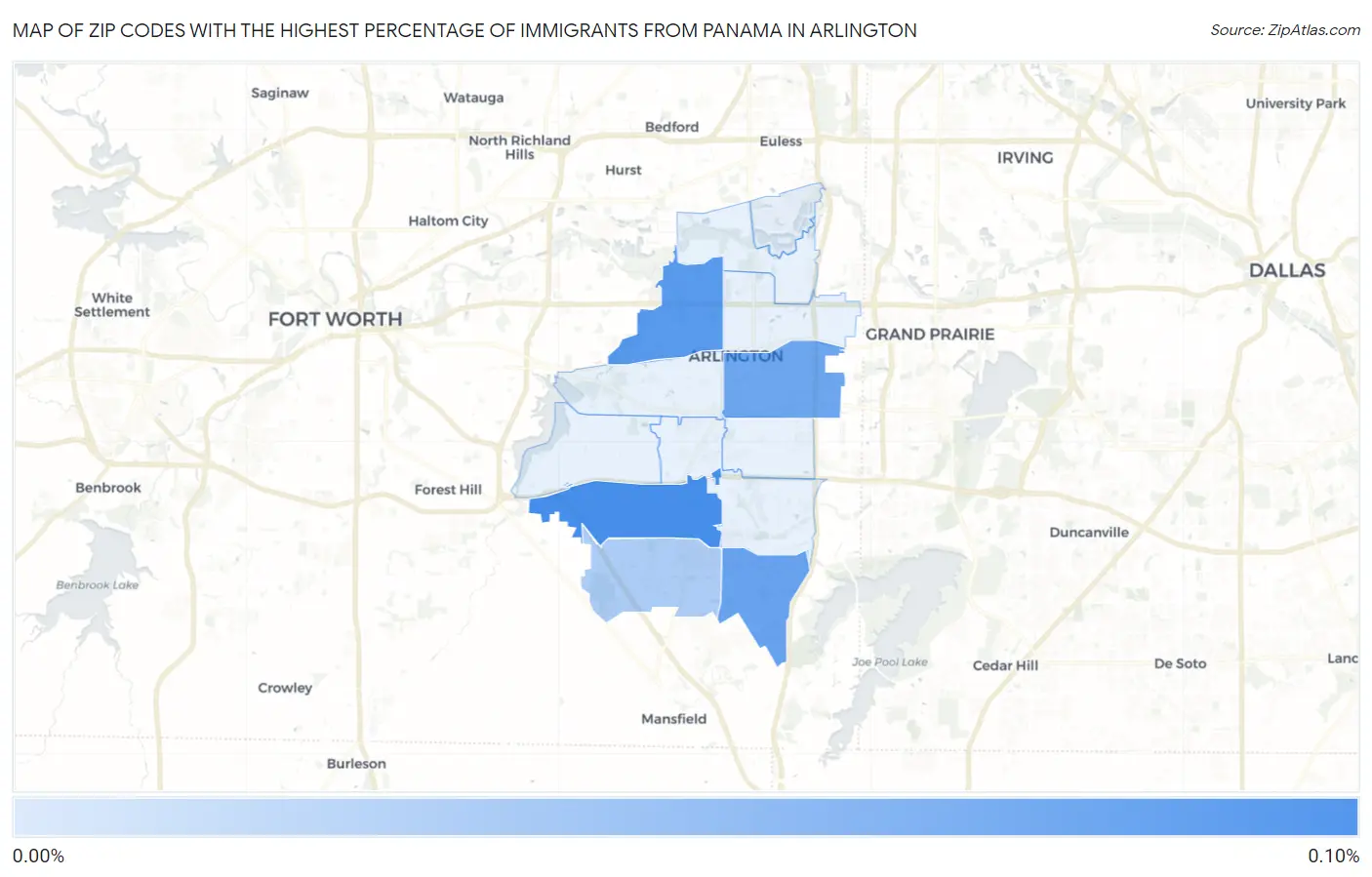 Zip Codes with the Highest Percentage of Immigrants from Panama in Arlington Map