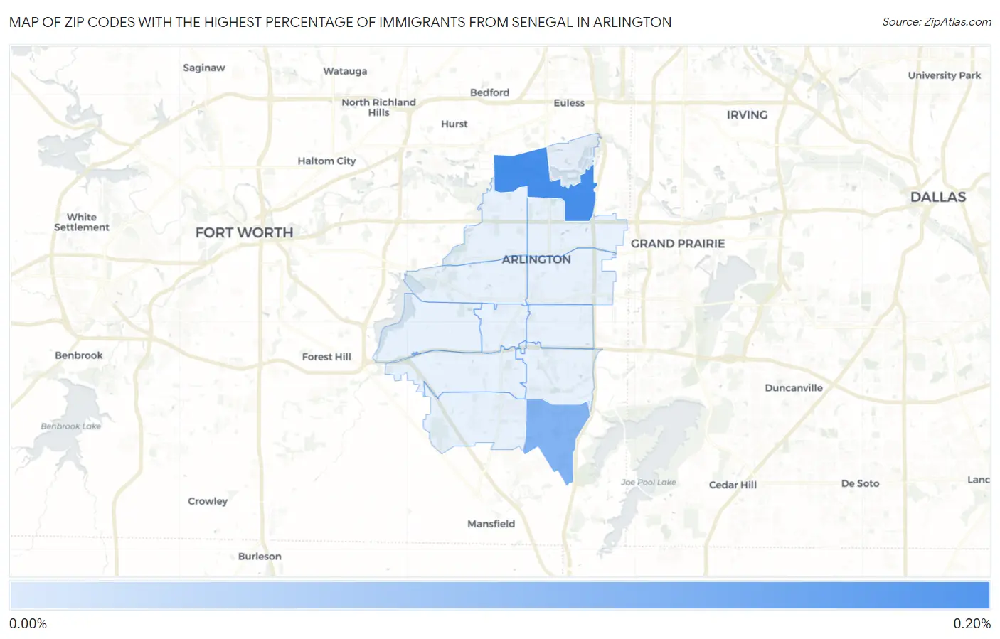Zip Codes with the Highest Percentage of Immigrants from Senegal in Arlington Map