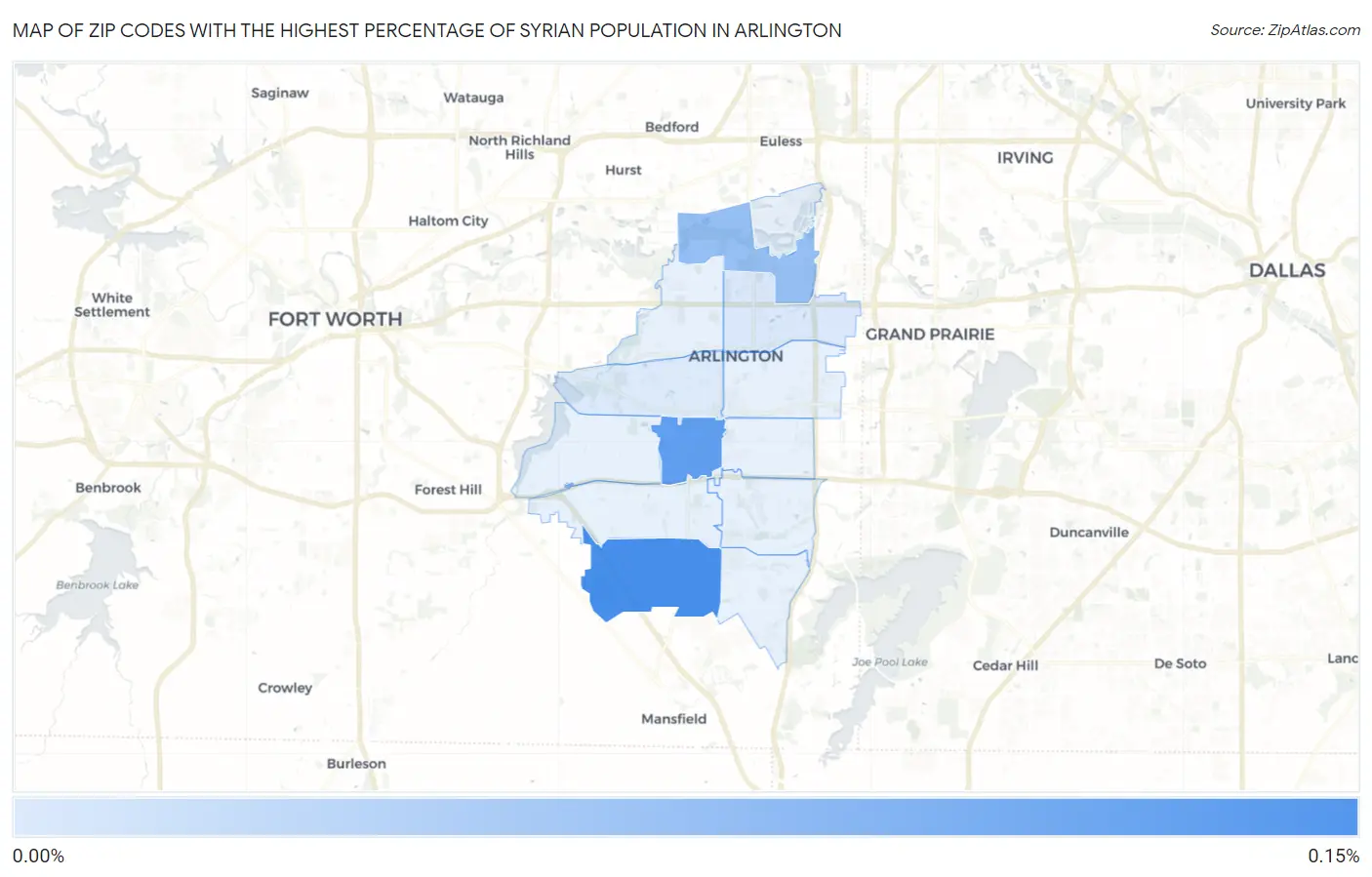 Zip Codes with the Highest Percentage of Syrian Population in Arlington Map