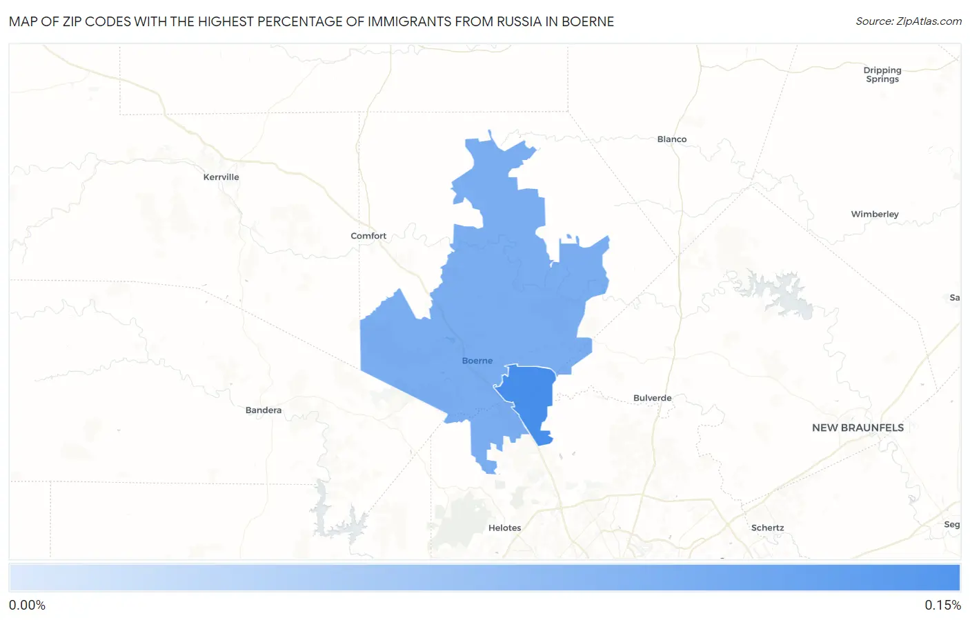 Zip Codes with the Highest Percentage of Immigrants from Russia in Boerne Map