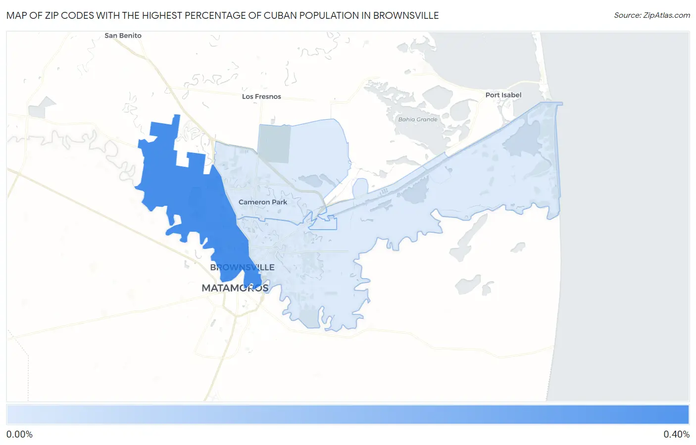 Zip Codes with the Highest Percentage of Cuban Population in Brownsville Map