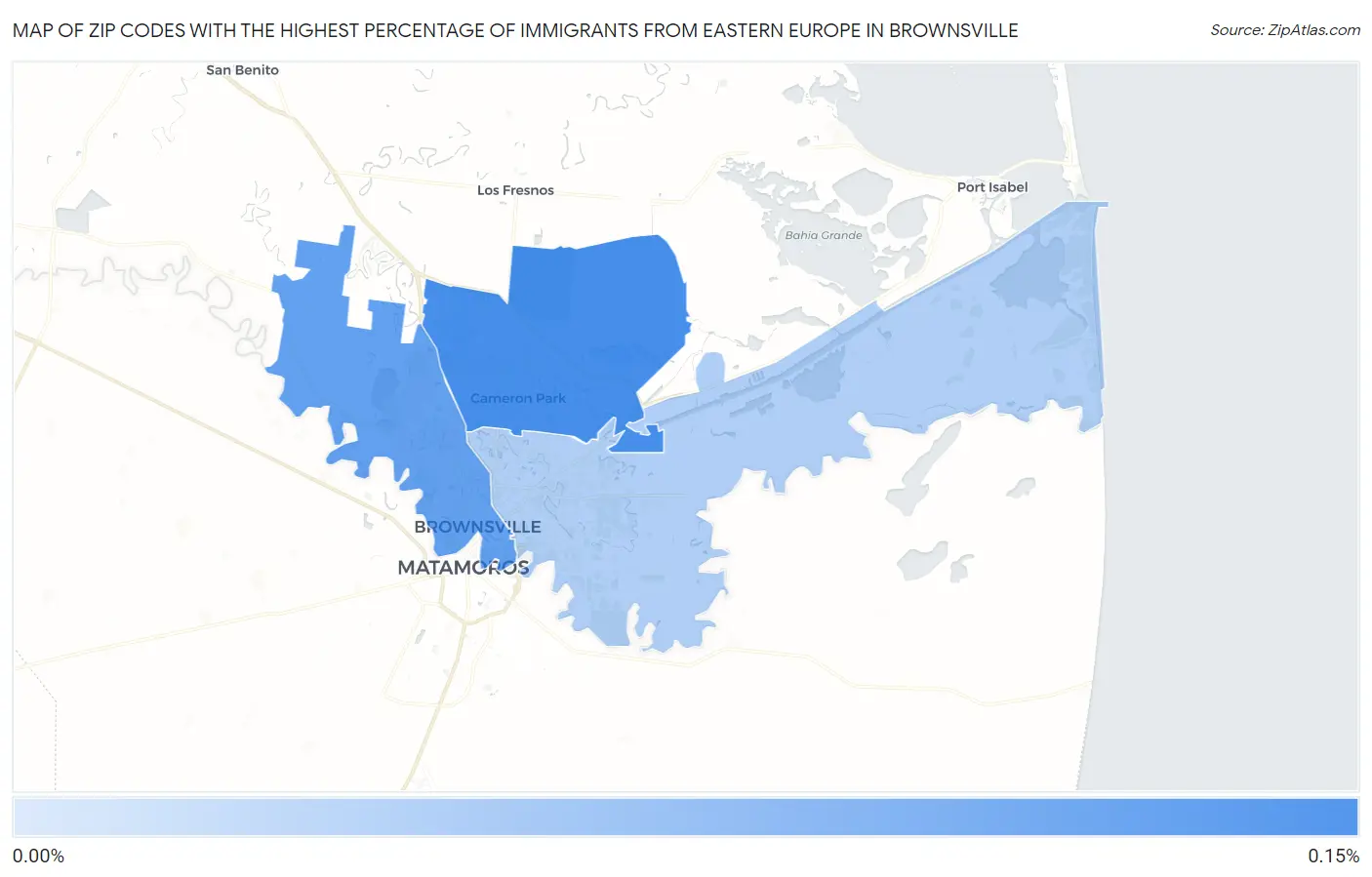Zip Codes with the Highest Percentage of Immigrants from Eastern Europe in Brownsville Map