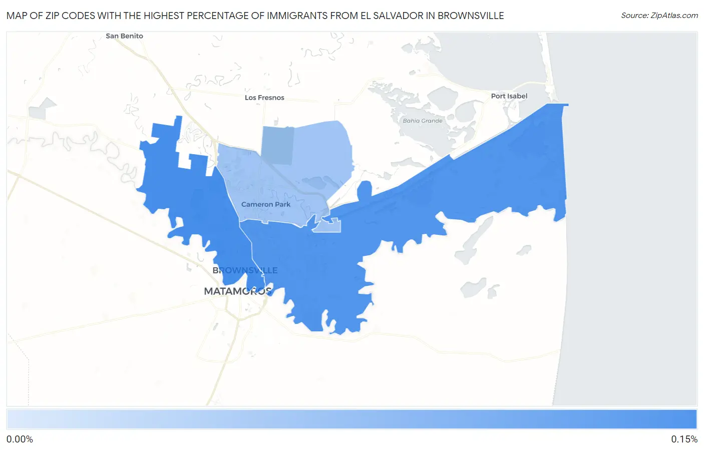 Zip Codes with the Highest Percentage of Immigrants from El Salvador in Brownsville Map