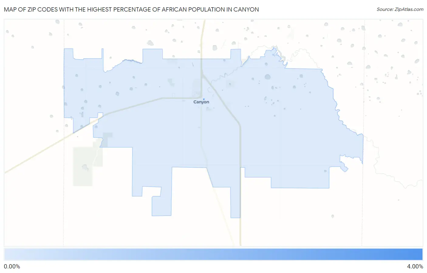 Zip Codes with the Highest Percentage of African Population in Canyon Map