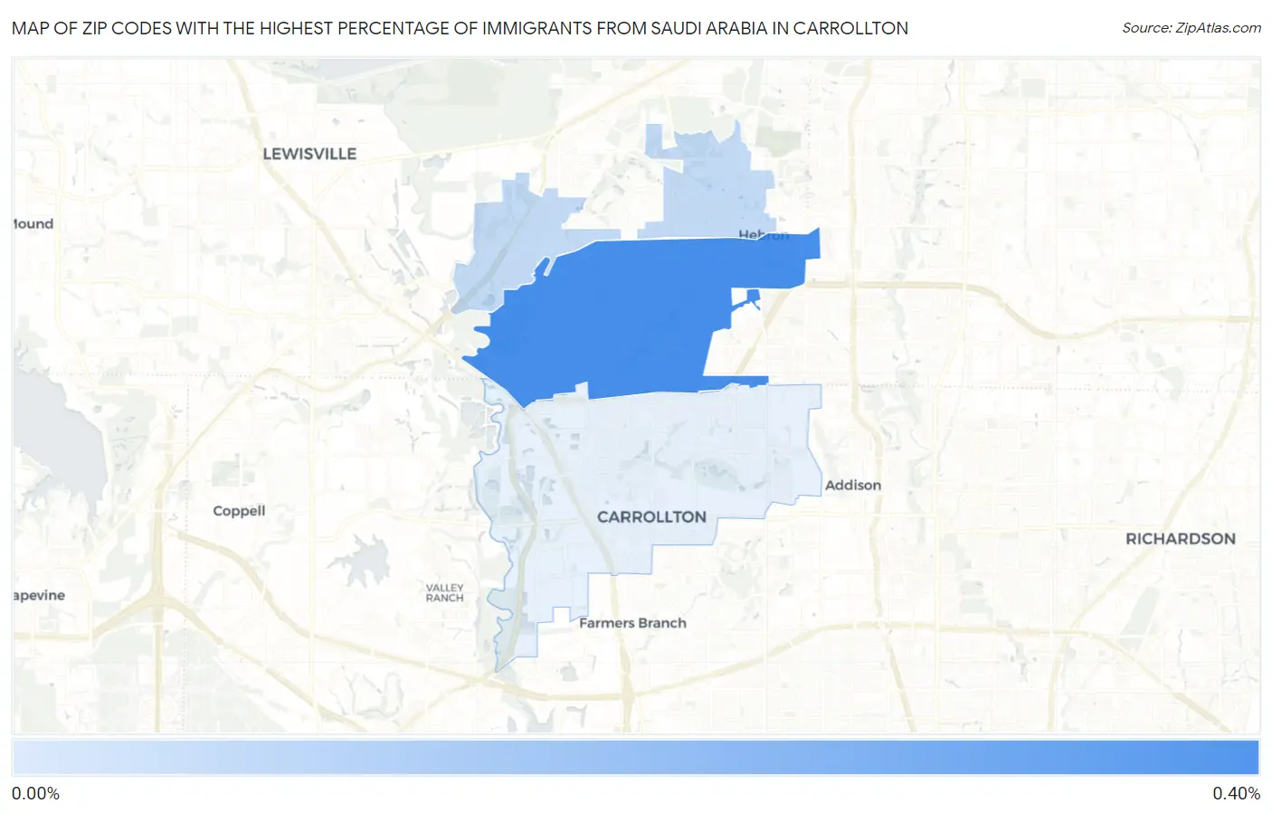 Zip Codes with the Highest Percentage of Immigrants from Saudi Arabia in Carrollton Map
