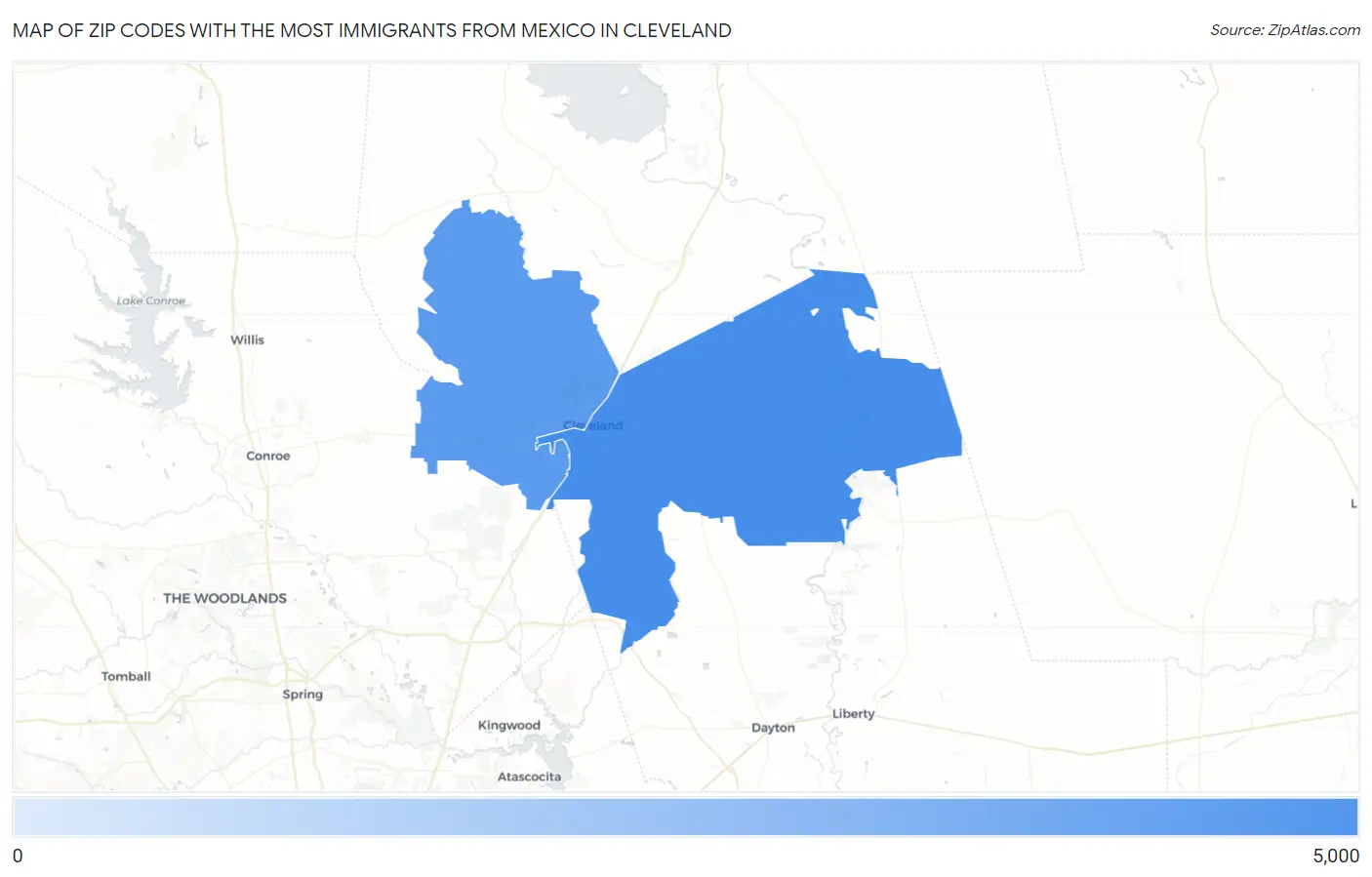 Zip Codes with the Most Immigrants from Mexico in Cleveland Map