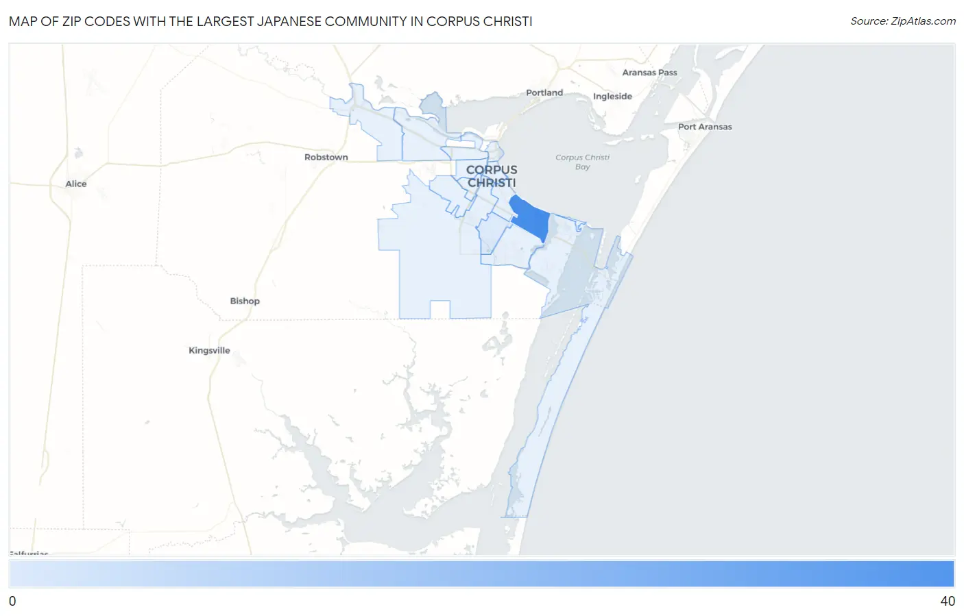 Zip Codes with the Largest Japanese Community in Corpus Christi Map