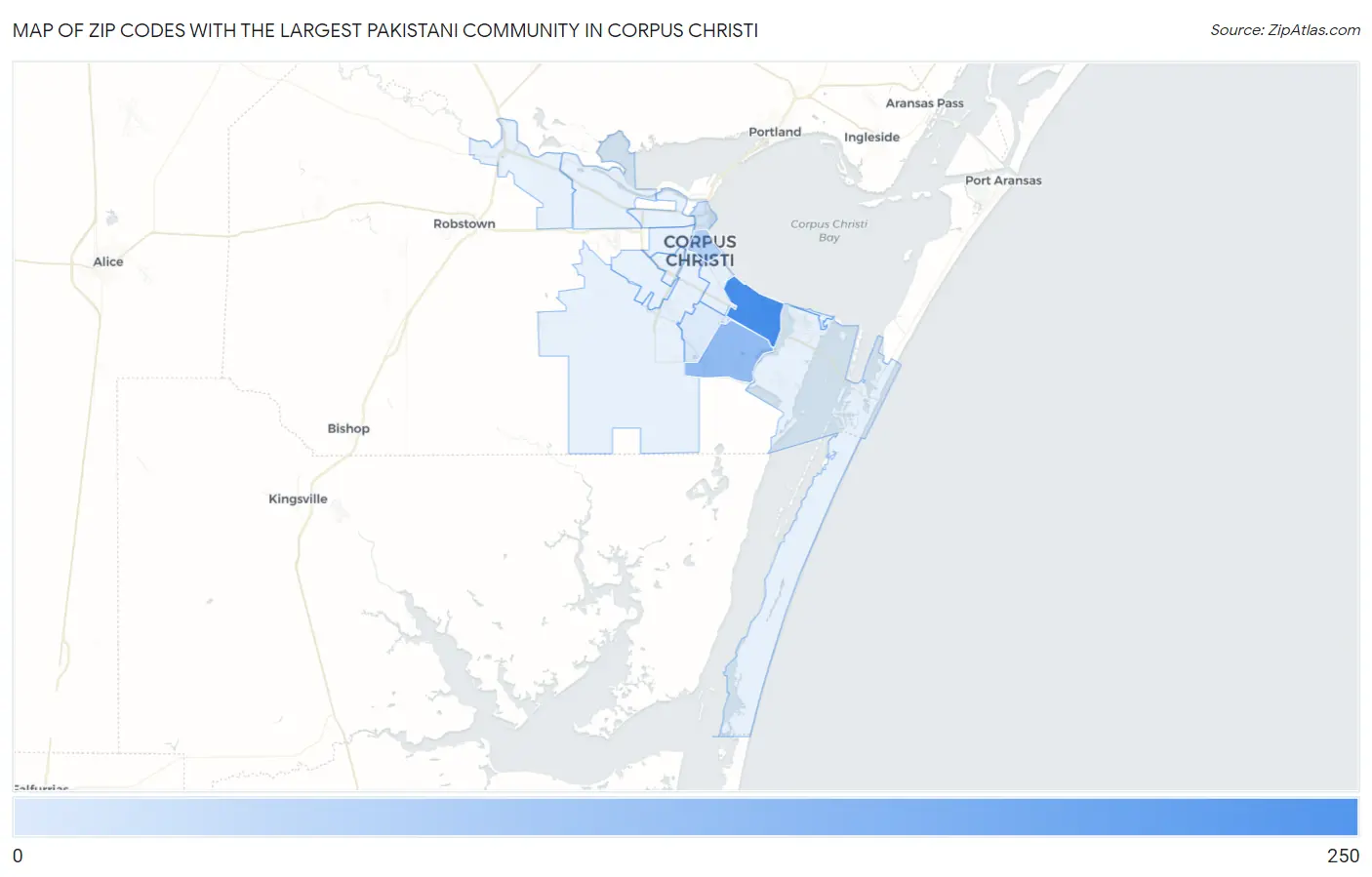 Zip Codes with the Largest Pakistani Community in Corpus Christi Map