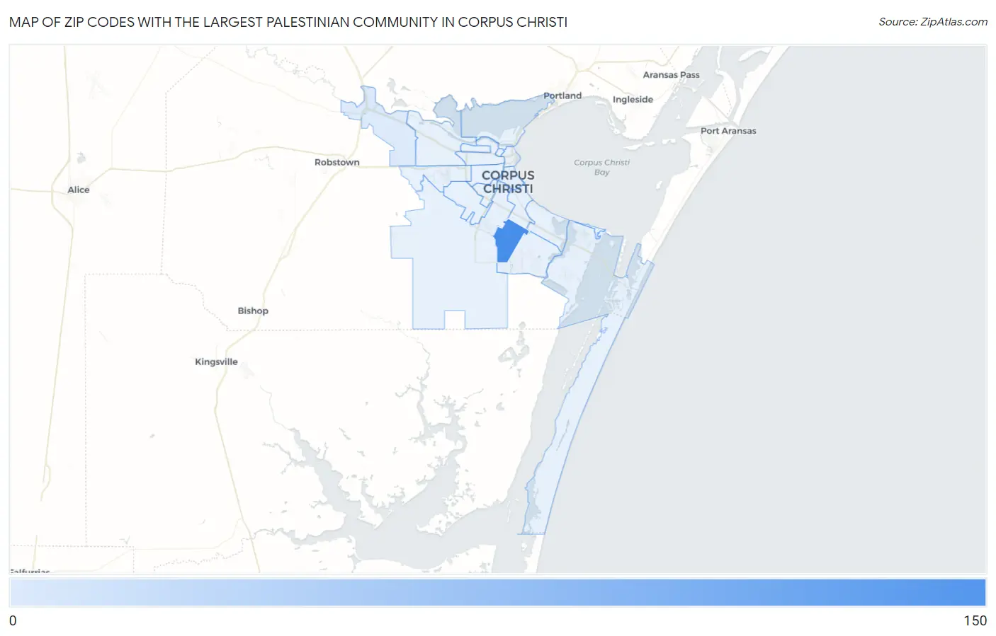 Zip Codes with the Largest Palestinian Community in Corpus Christi Map