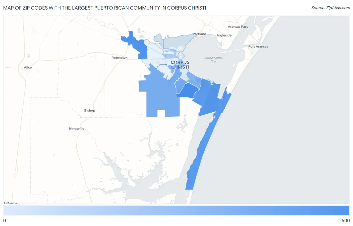 Zip Codes with the Largest Puerto Rican Community in Corpus Christi Map