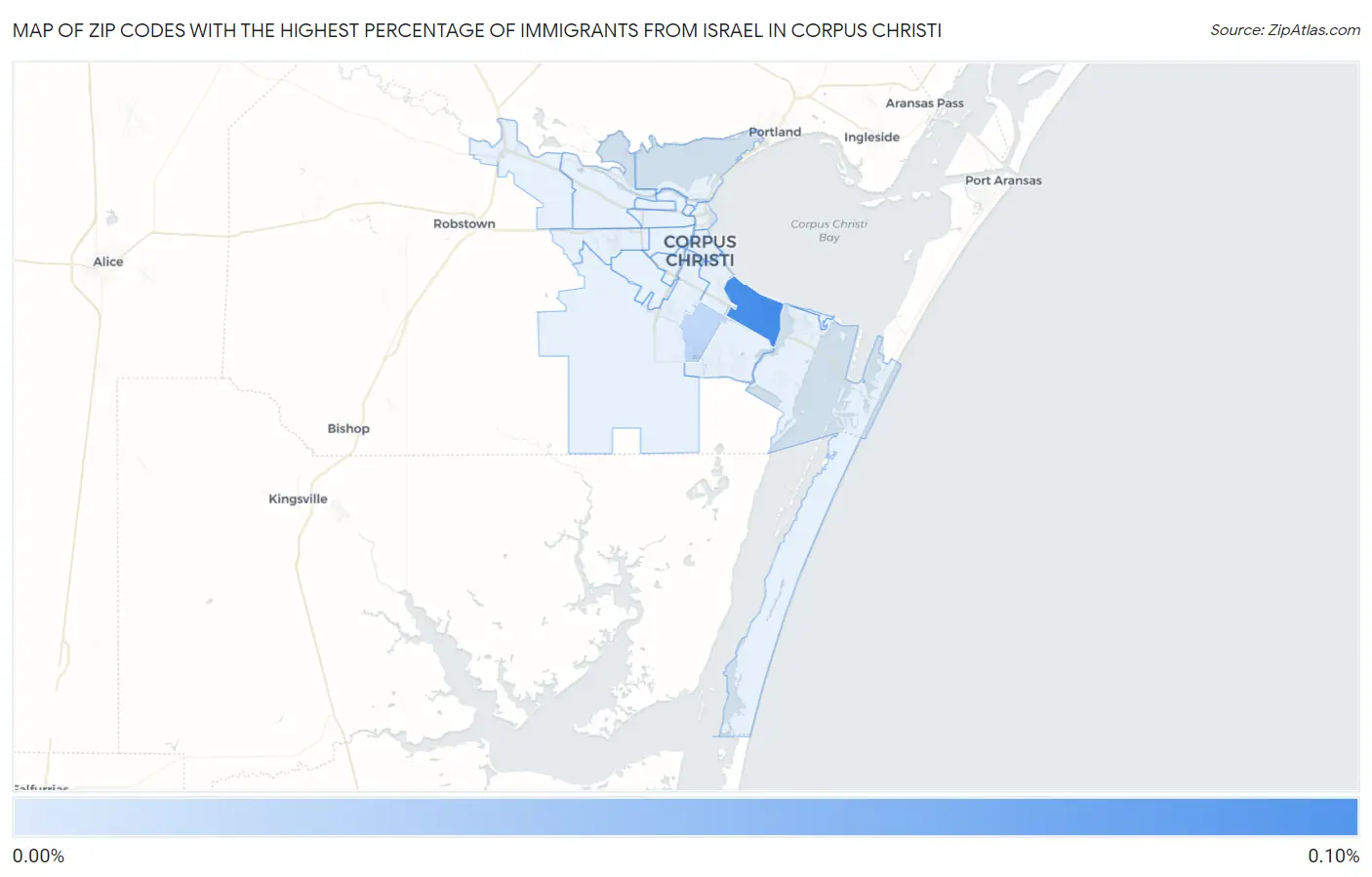 Zip Codes with the Highest Percentage of Immigrants from Israel in Corpus Christi Map