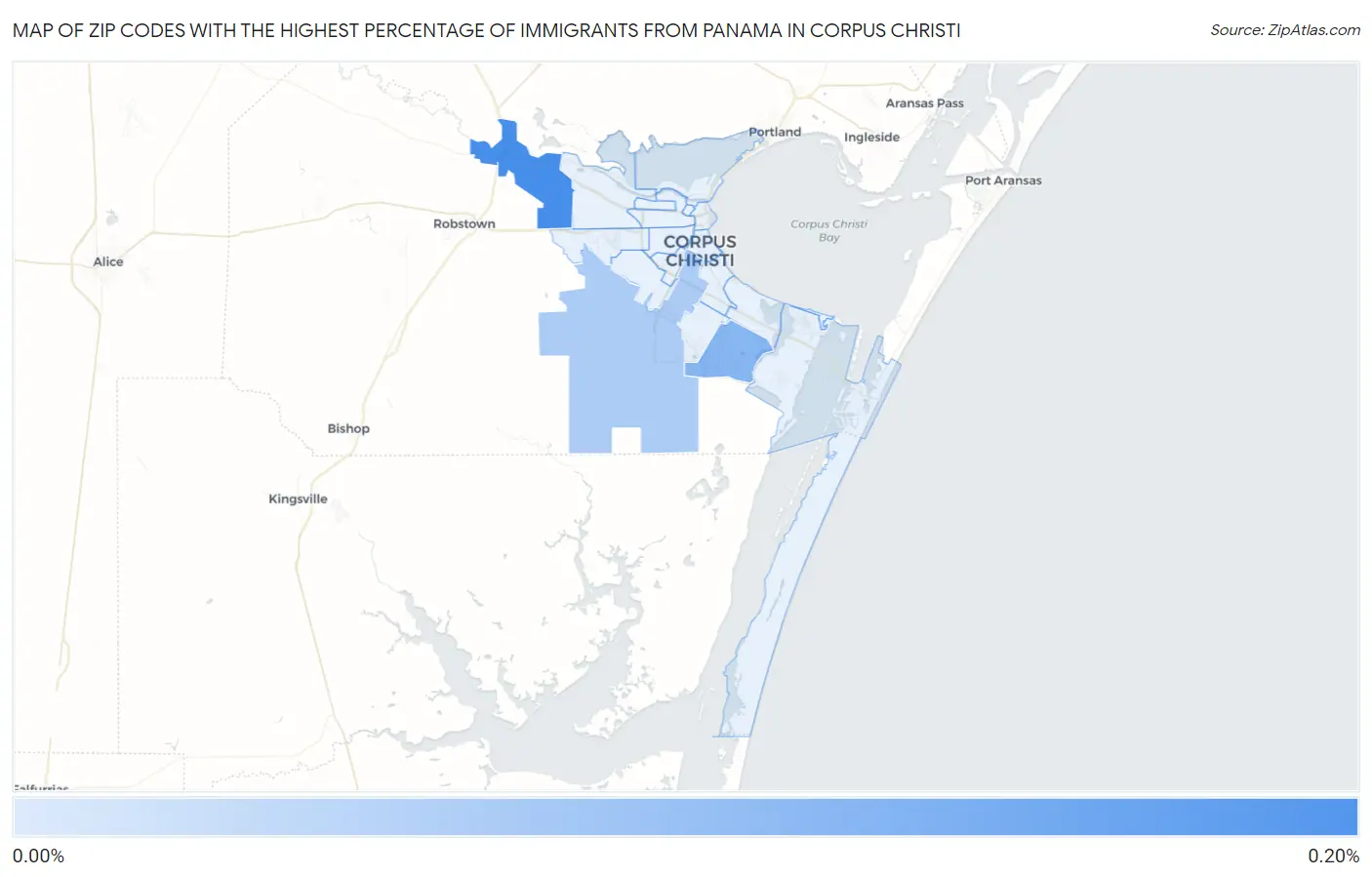 Zip Codes with the Highest Percentage of Immigrants from Panama in Corpus Christi Map
