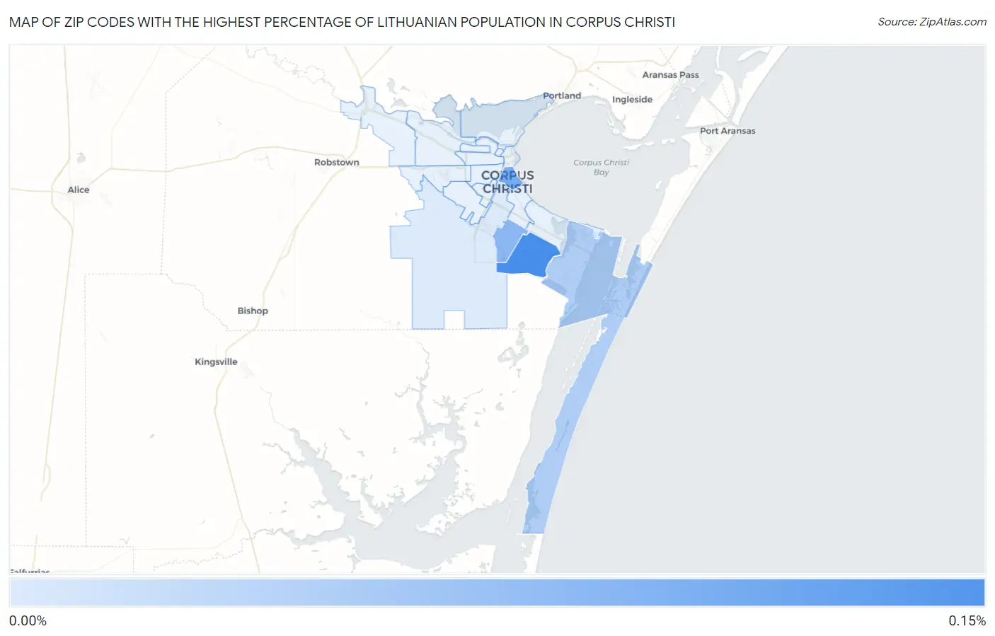 Zip Codes with the Highest Percentage of Lithuanian Population in Corpus Christi Map