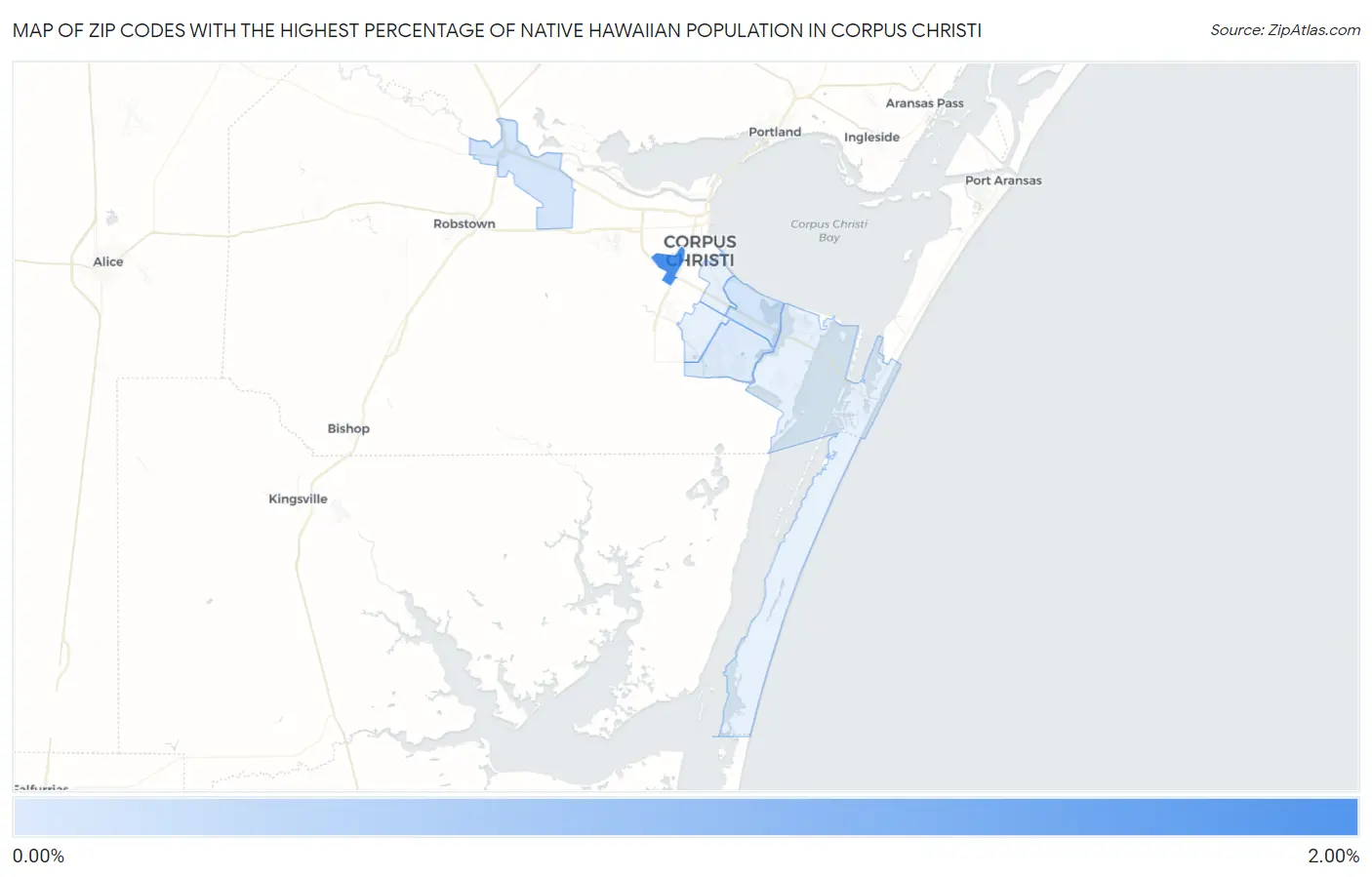 Zip Codes with the Highest Percentage of Native Hawaiian Population in Corpus Christi Map