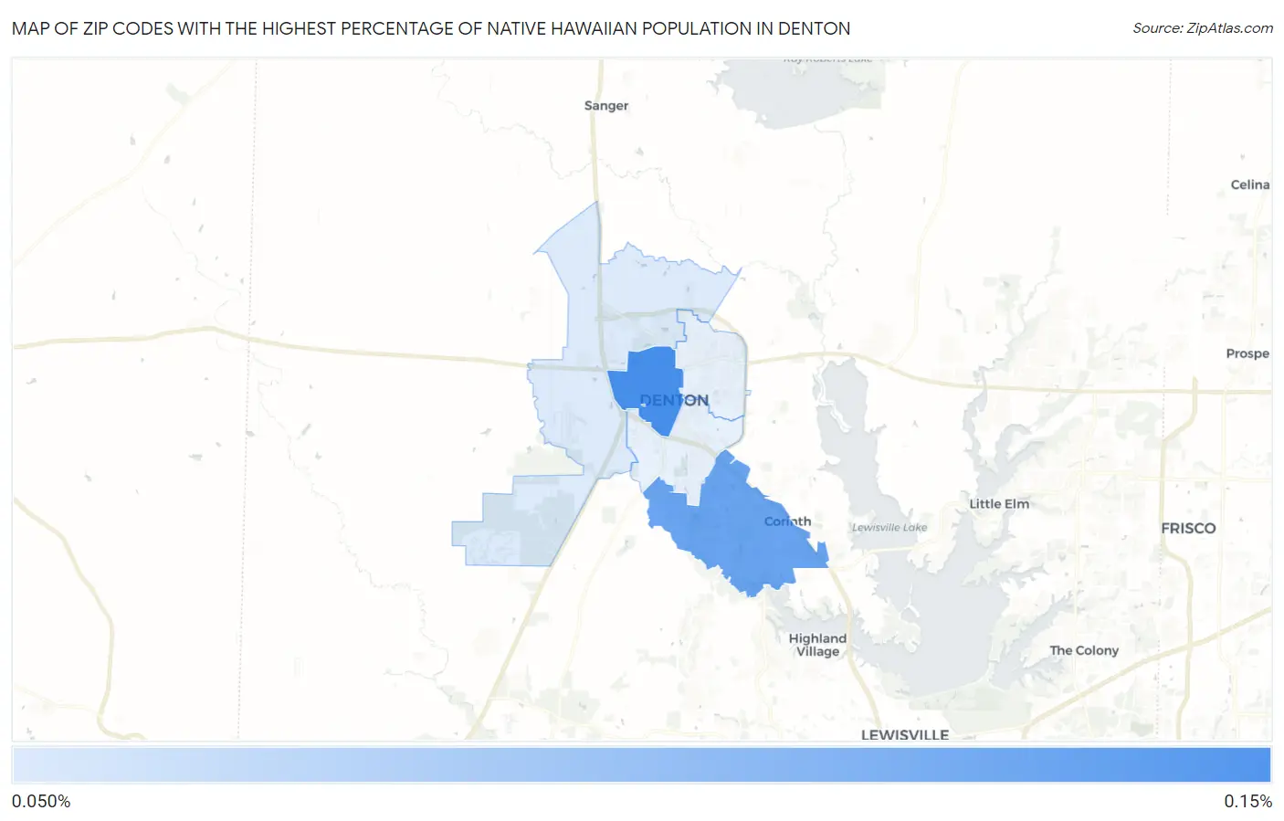 Zip Codes with the Highest Percentage of Native Hawaiian Population in Denton Map