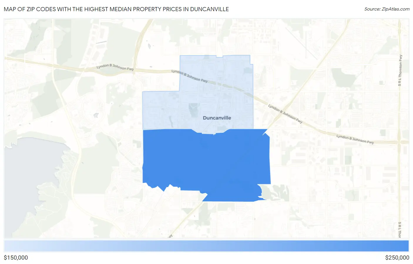 Zip Codes with the Highest Median Property Prices in Duncanville Map