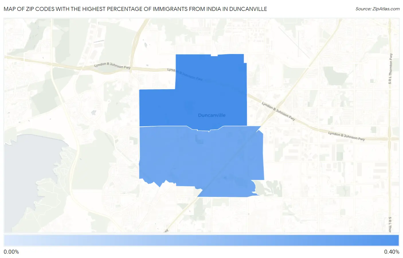 Zip Codes with the Highest Percentage of Immigrants from India in Duncanville Map