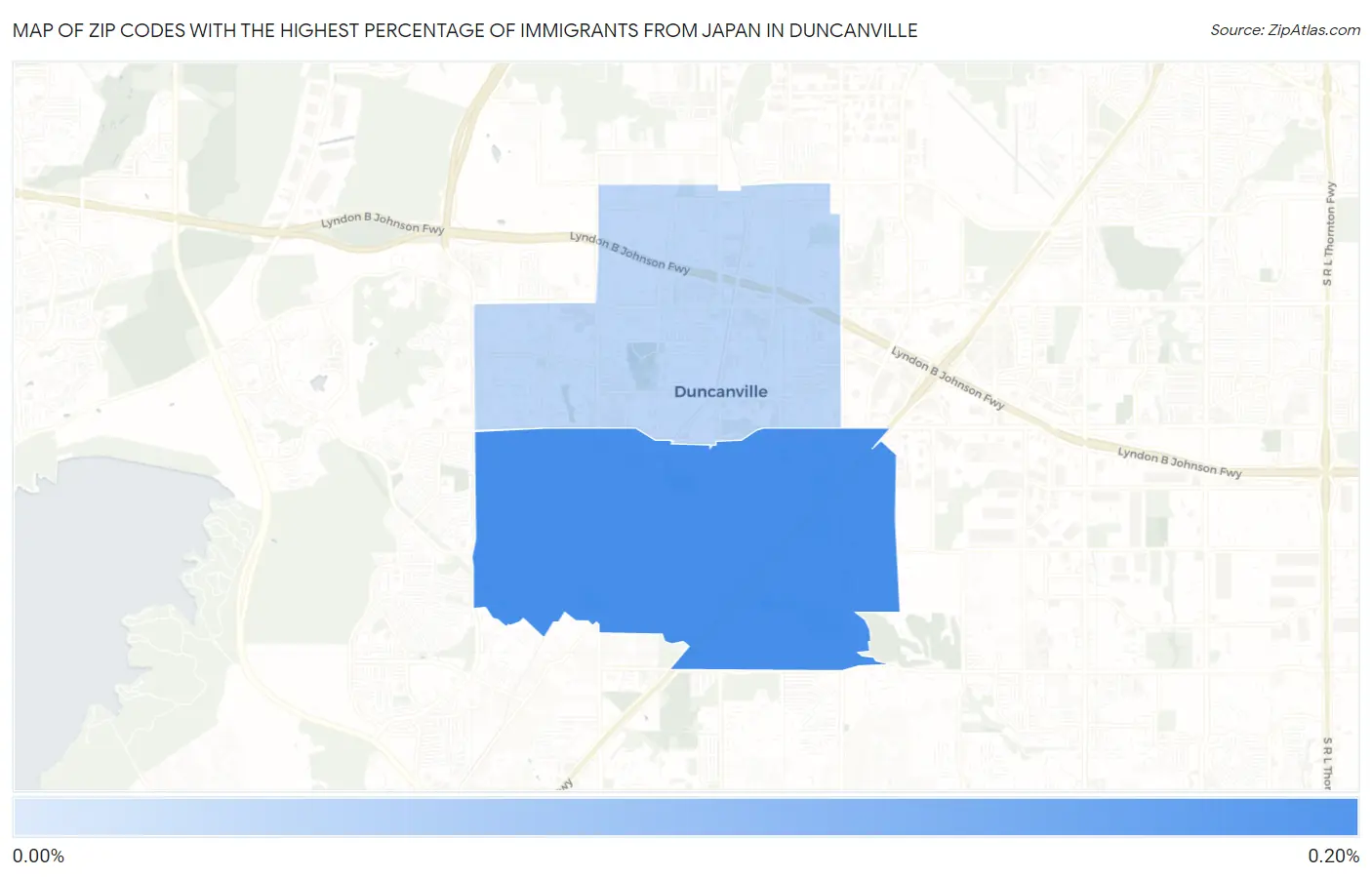 Zip Codes with the Highest Percentage of Immigrants from Japan in Duncanville Map