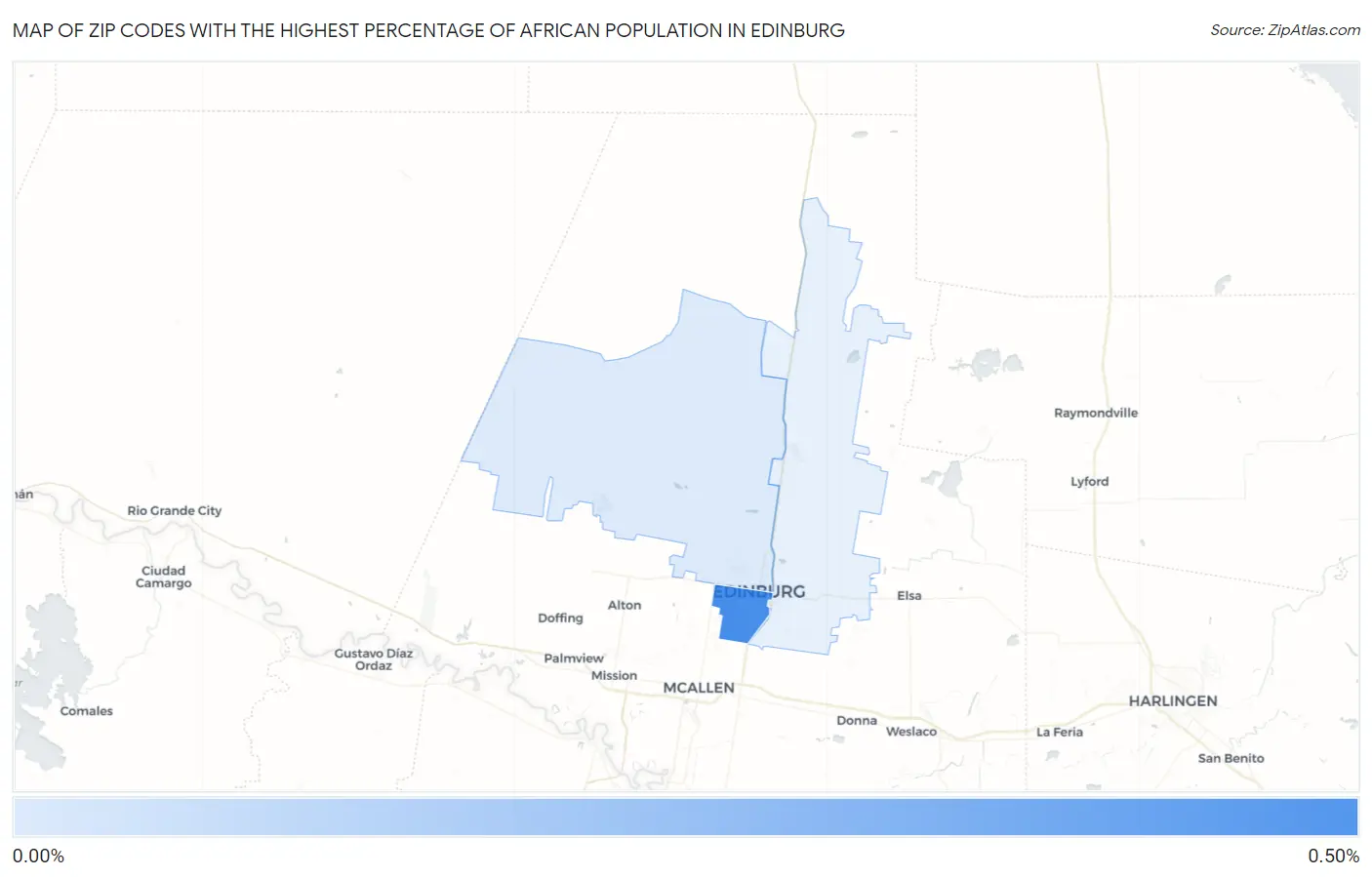 Zip Codes with the Highest Percentage of African Population in Edinburg Map