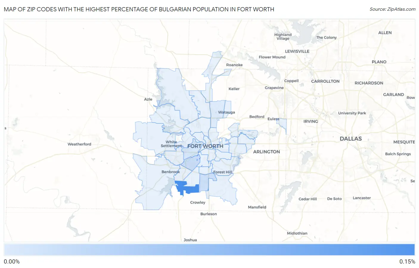 Zip Codes with the Highest Percentage of Bulgarian Population in Fort Worth Map