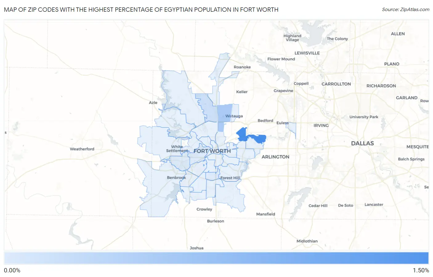 Zip Codes with the Highest Percentage of Egyptian Population in Fort Worth Map