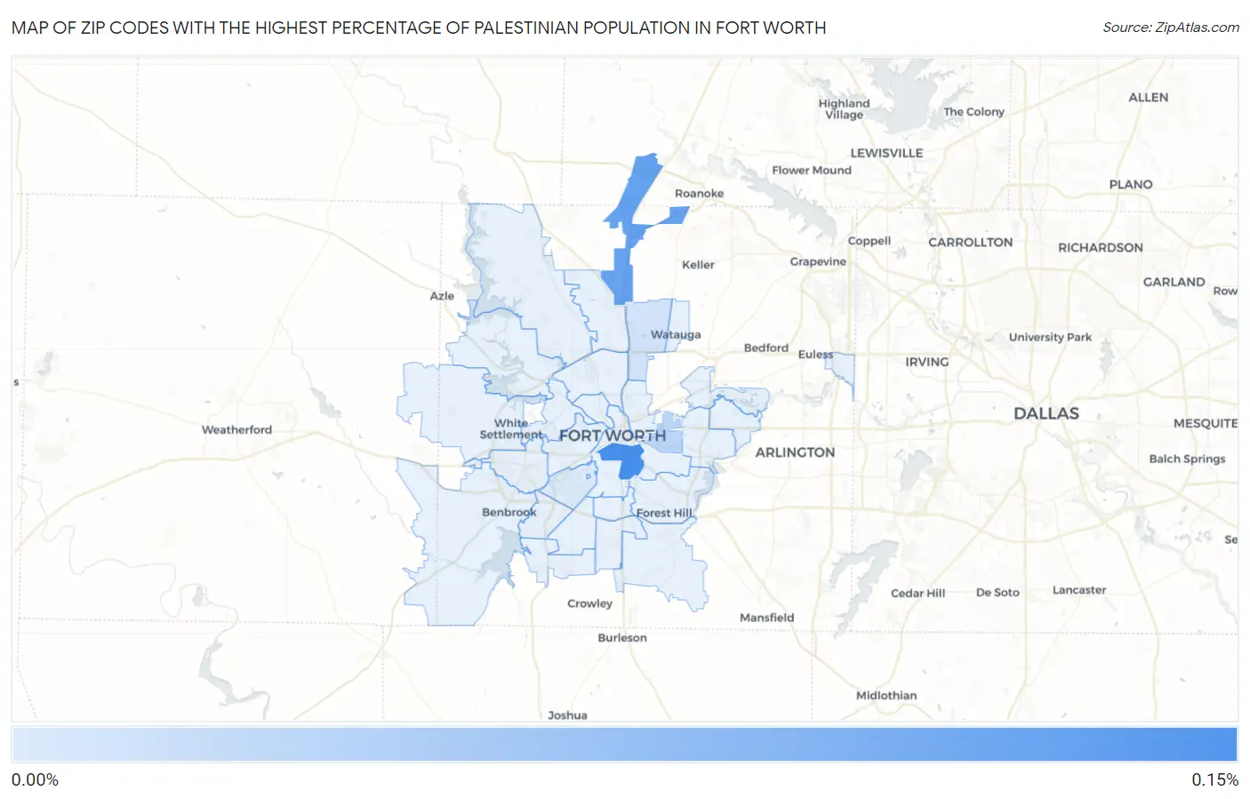 Zip Codes with the Highest Percentage of Palestinian Population in Fort Worth Map