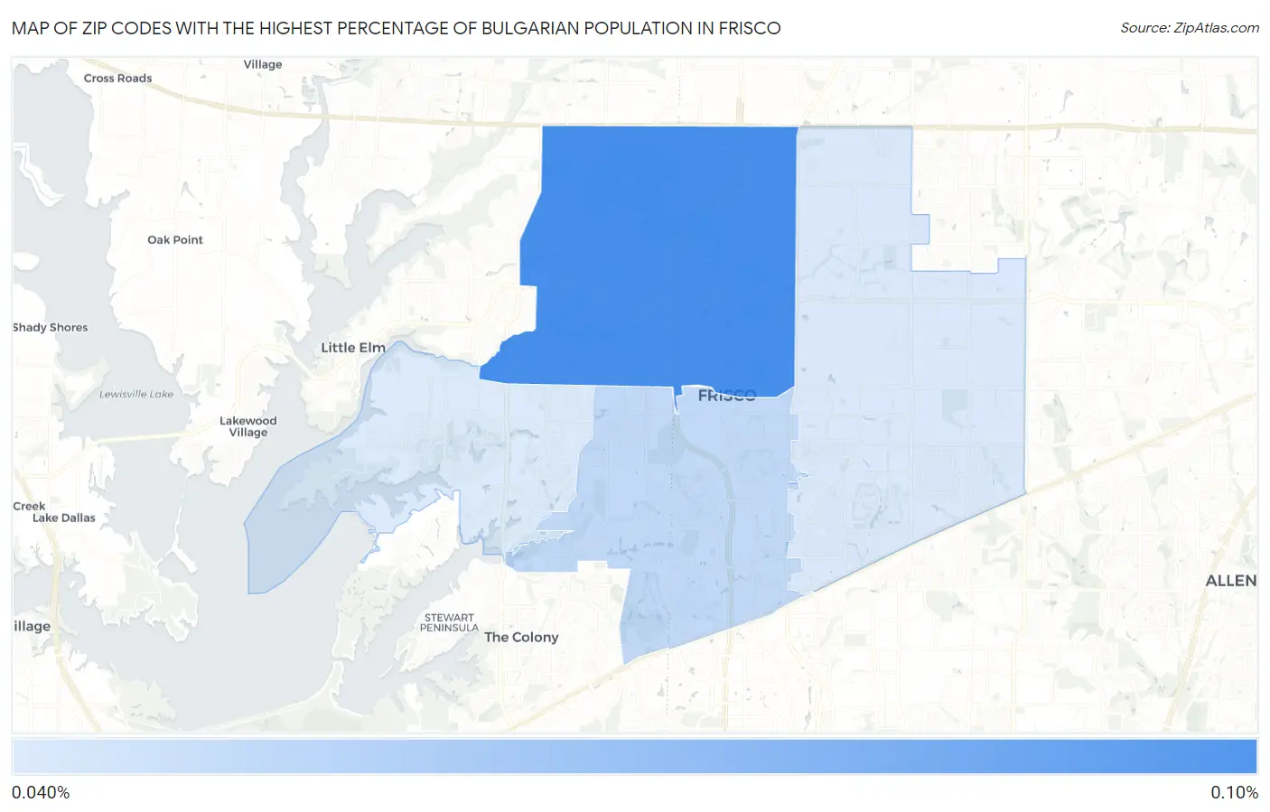 Zip Codes with the Highest Percentage of Bulgarian Population in Frisco Map