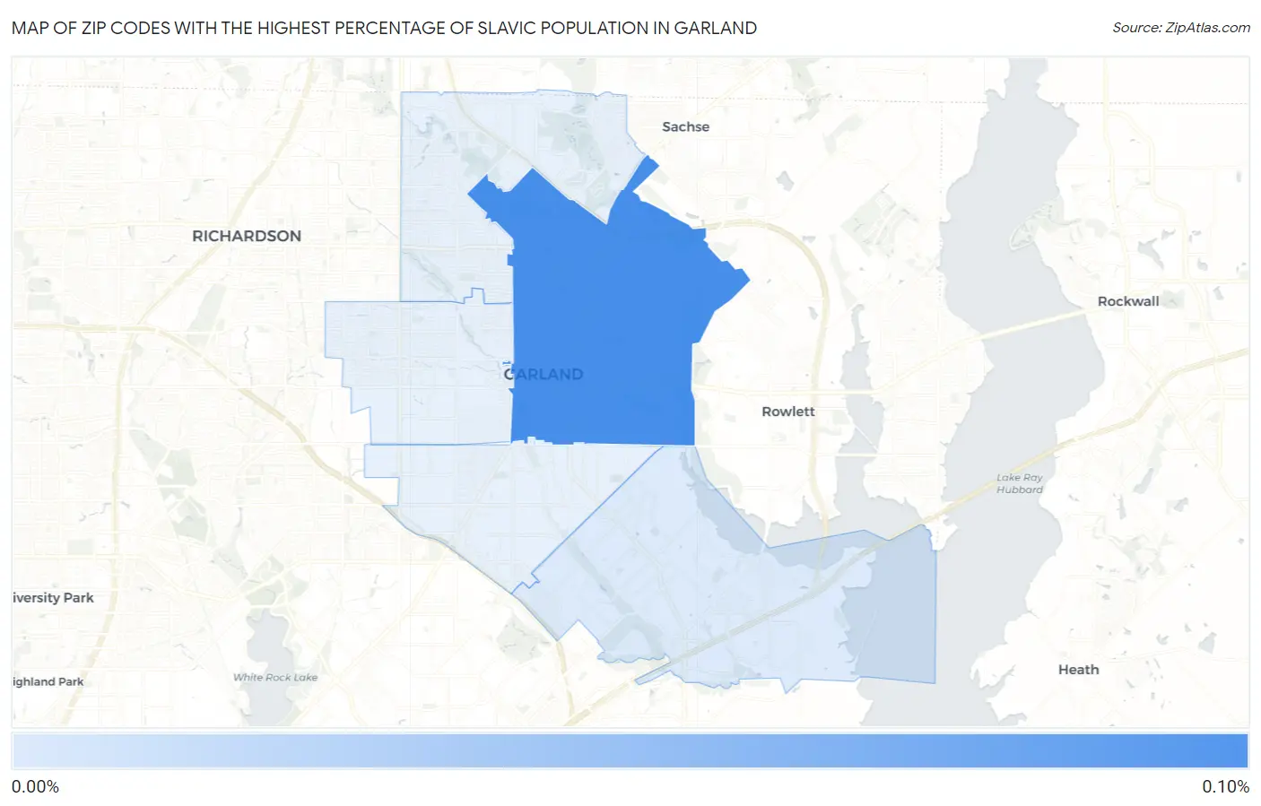 Zip Codes with the Highest Percentage of Slavic Population in Garland Map