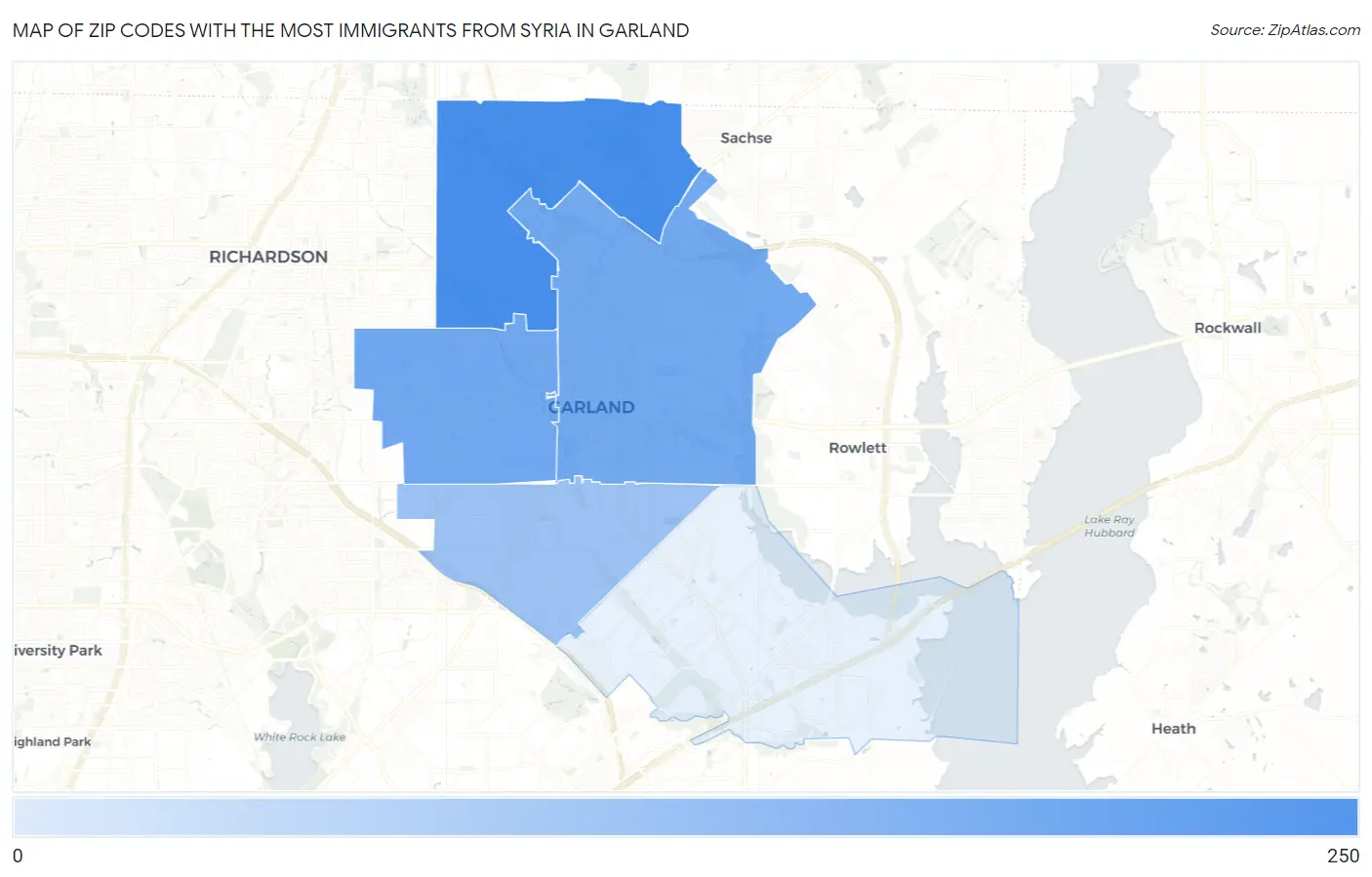 Zip Codes with the Most Immigrants from Syria in Garland Map