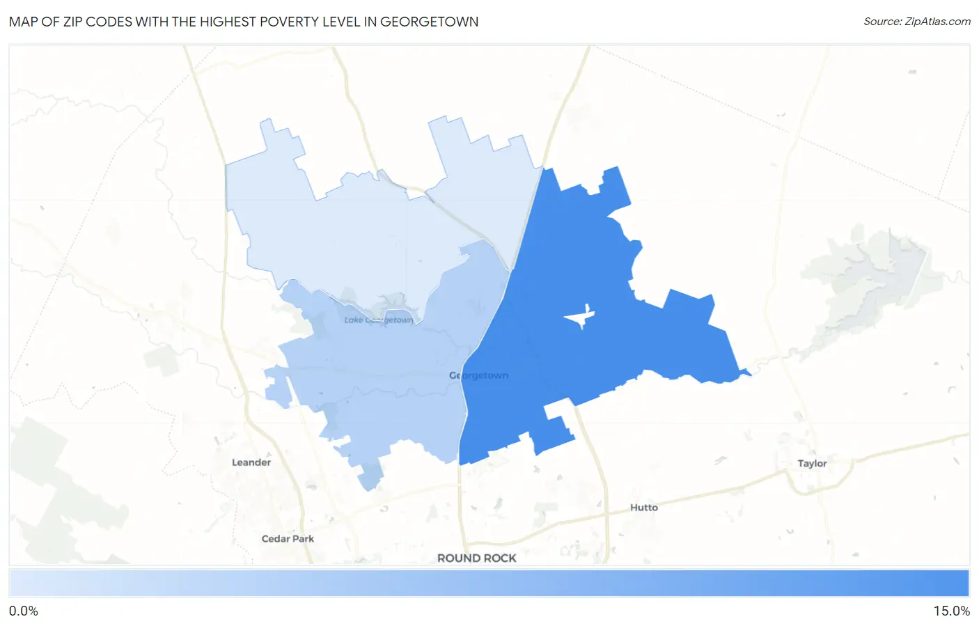 Zip Codes with the Highest Poverty Level in Georgetown Map