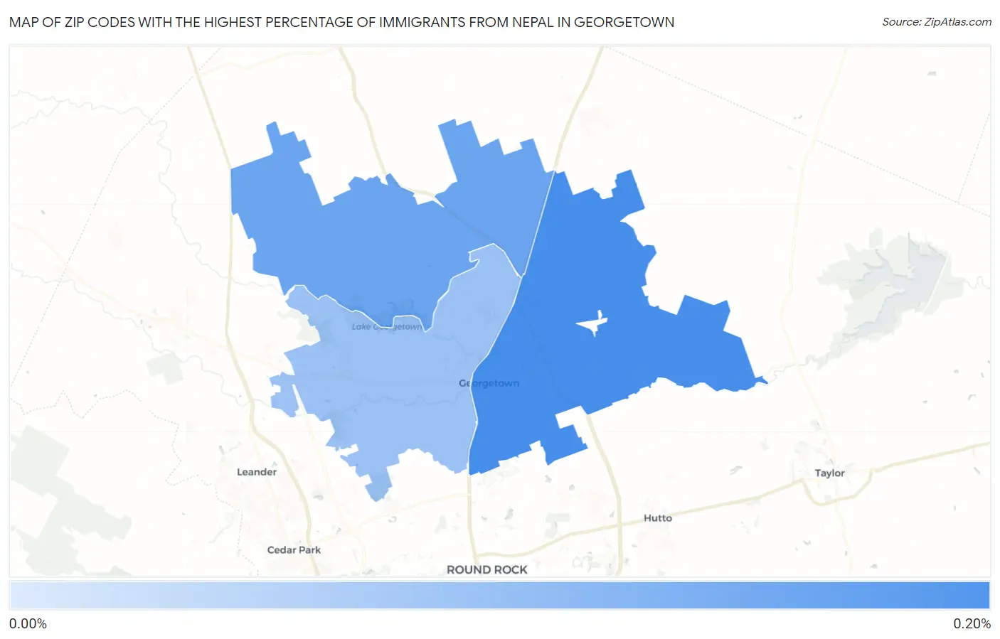 Zip Codes with the Highest Percentage of Immigrants from Nepal in Georgetown Map