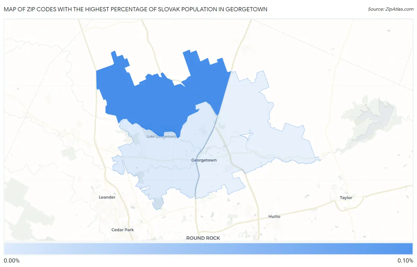 Zip Codes with the Highest Percentage of Slovak Population in Georgetown Map