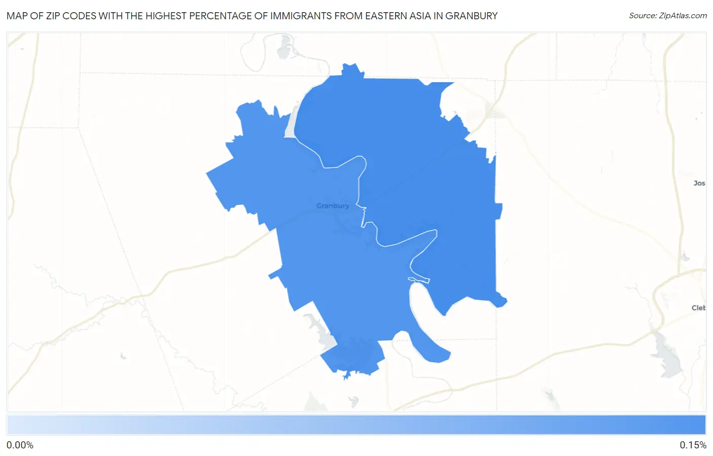 Zip Codes with the Highest Percentage of Immigrants from Eastern Asia in Granbury Map