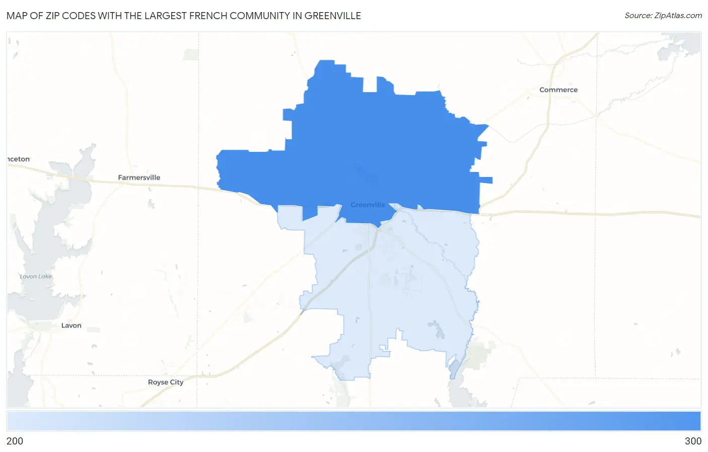 Zip Codes with the Largest French Community in Greenville Map