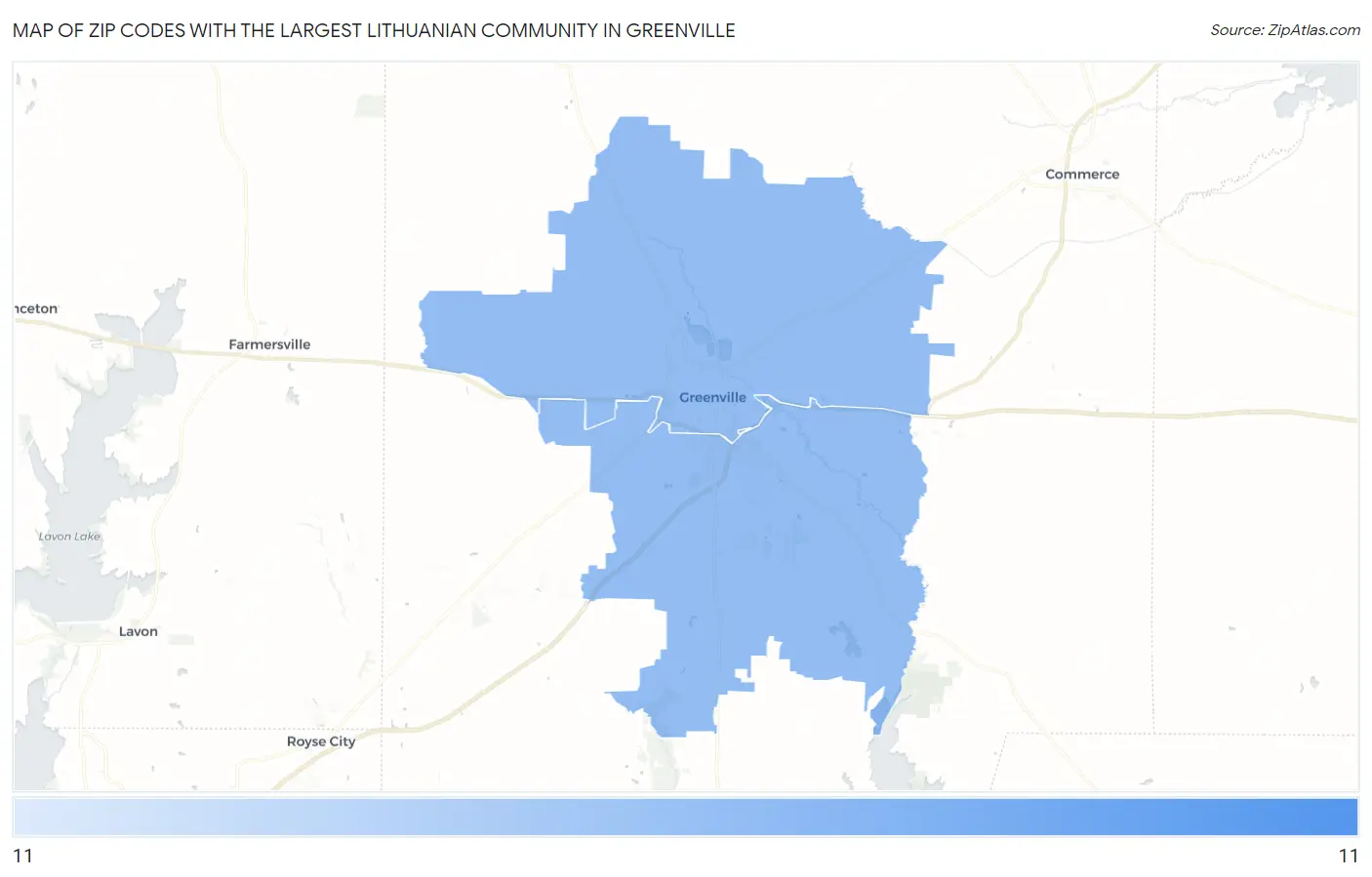 Zip Codes with the Largest Lithuanian Community in Greenville Map