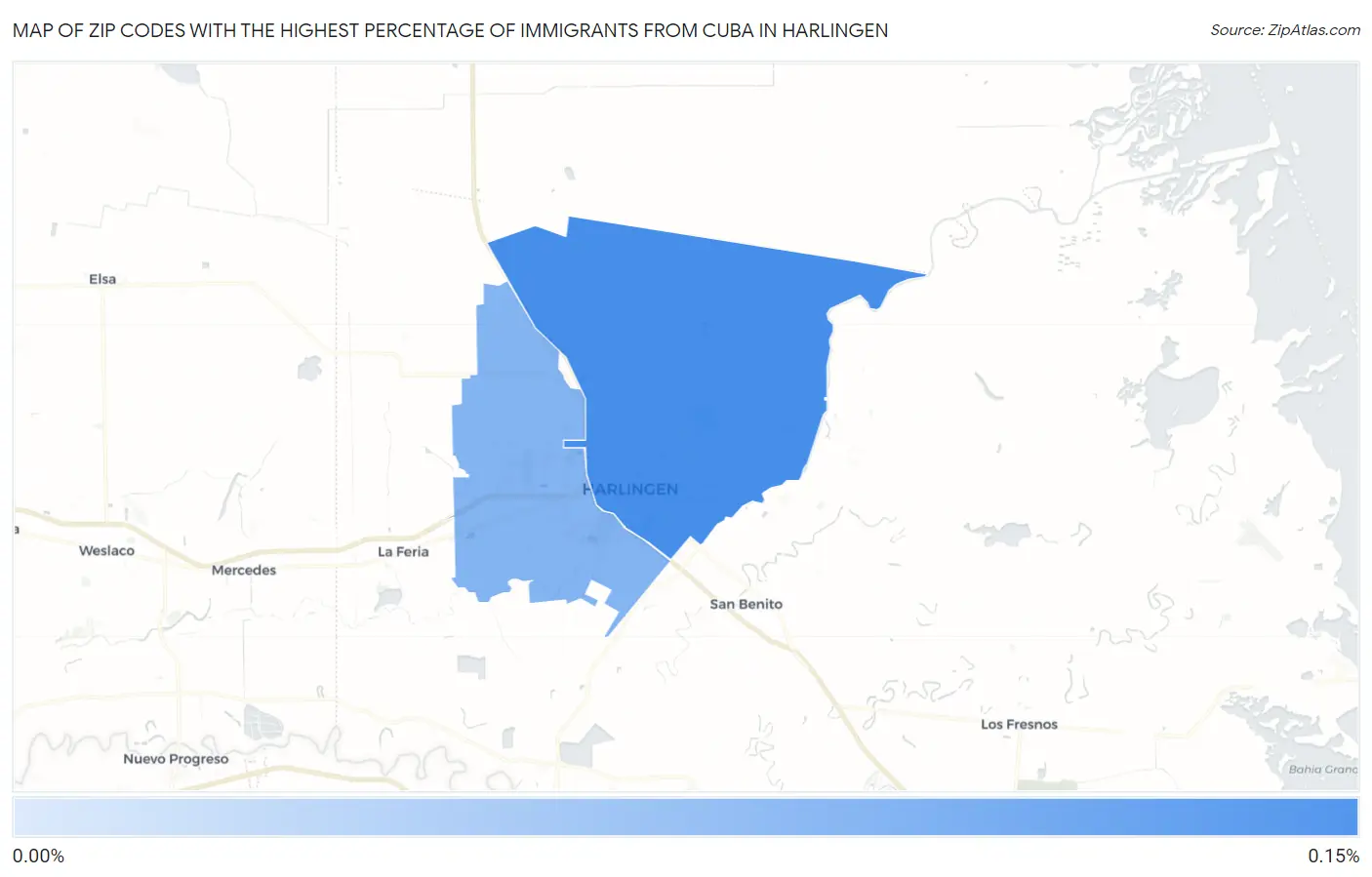 Zip Codes with the Highest Percentage of Immigrants from Cuba in Harlingen Map