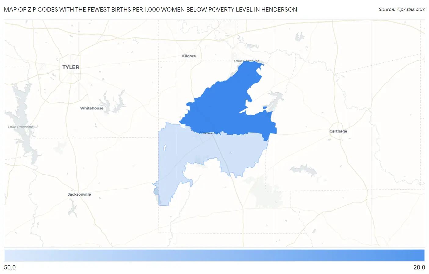 Zip Codes with the Fewest Births per 1,000 Women Below Poverty Level in Henderson Map