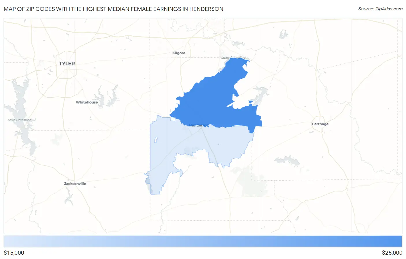 Zip Codes with the Highest Median Female Earnings in Henderson Map