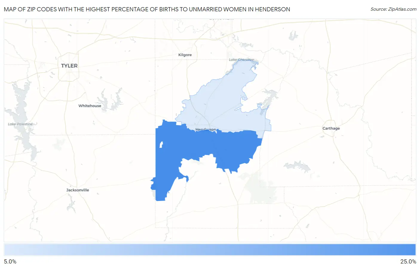 Zip Codes with the Highest Percentage of Births to Unmarried Women in Henderson Map