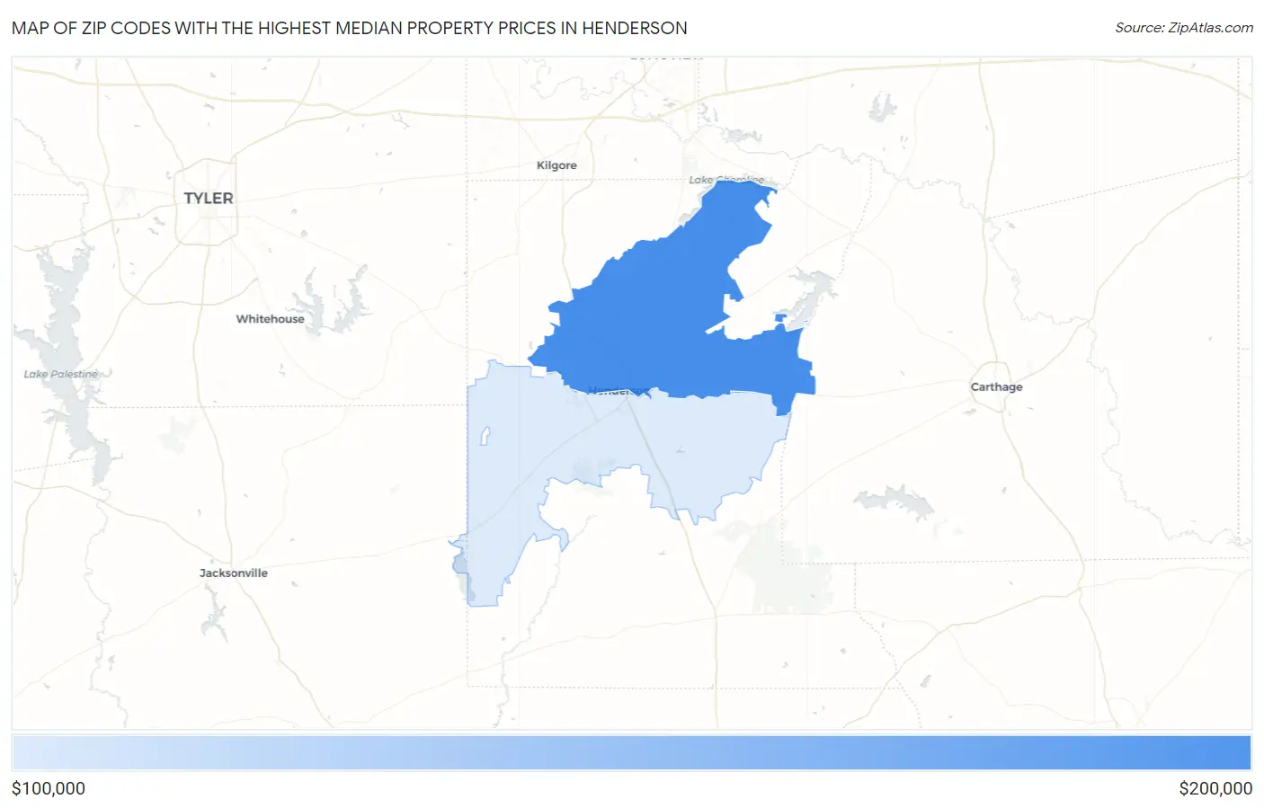 Zip Codes with the Highest Median Property Prices in Henderson Map