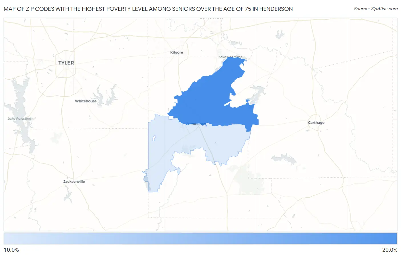 Zip Codes with the Highest Poverty Level Among Seniors Over the Age of 75 in Henderson Map