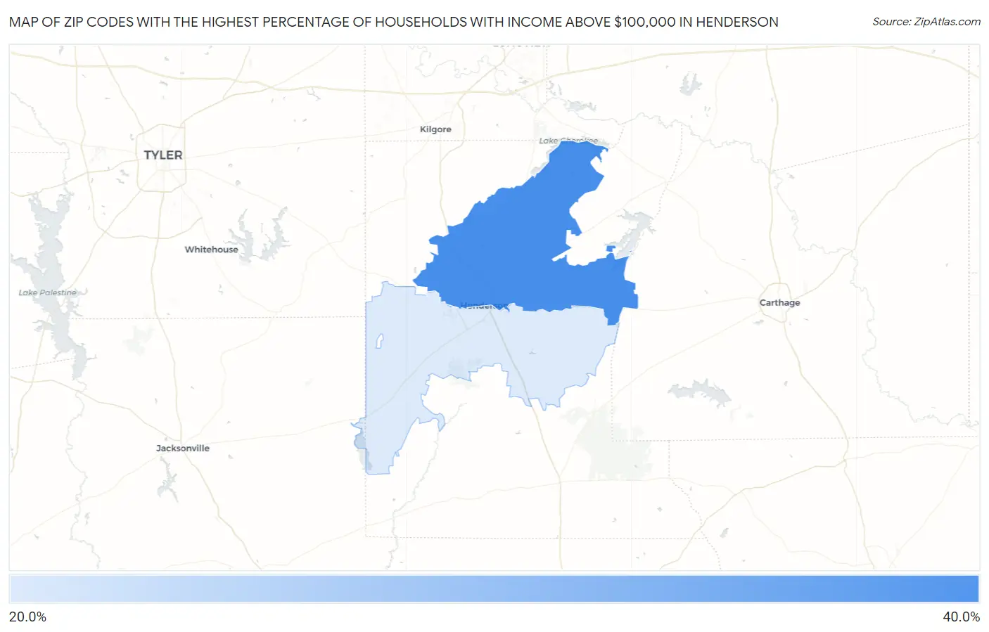 Zip Codes with the Highest Percentage of Households with Income Above $100,000 in Henderson Map
