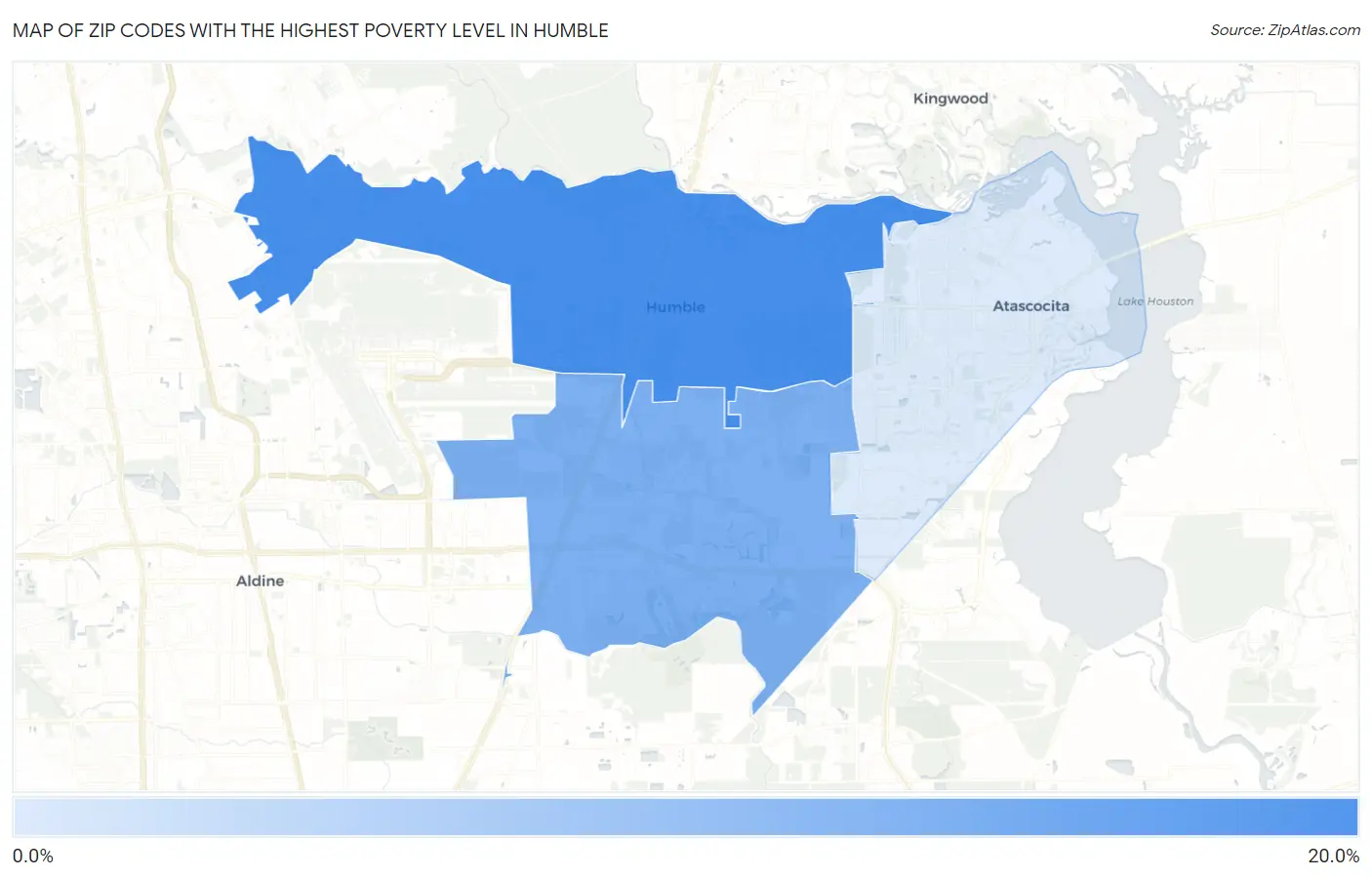 Zip Codes with the Highest Poverty Level in Humble Map