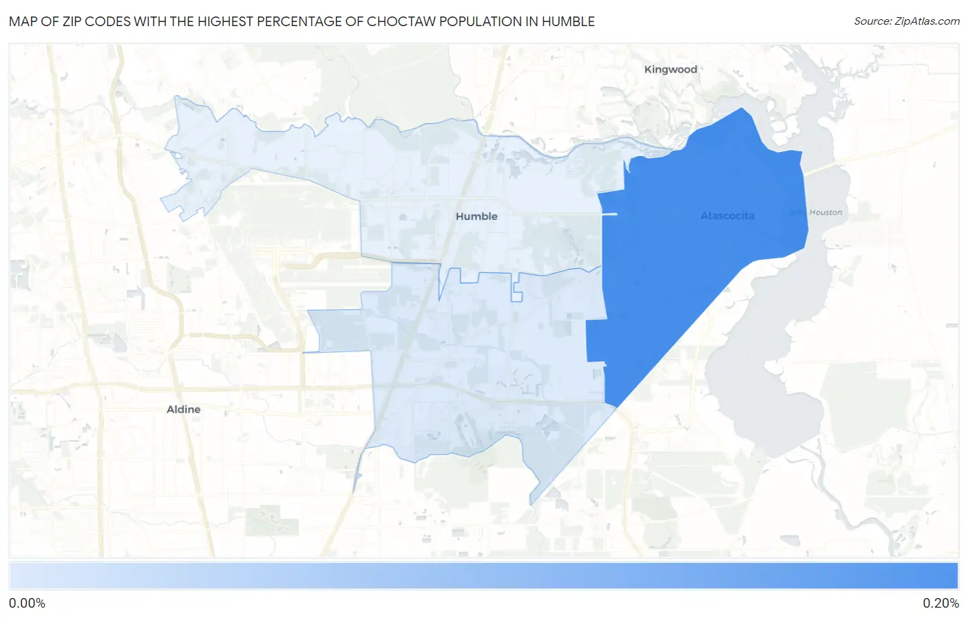 Zip Codes with the Highest Percentage of Choctaw Population in Humble Map