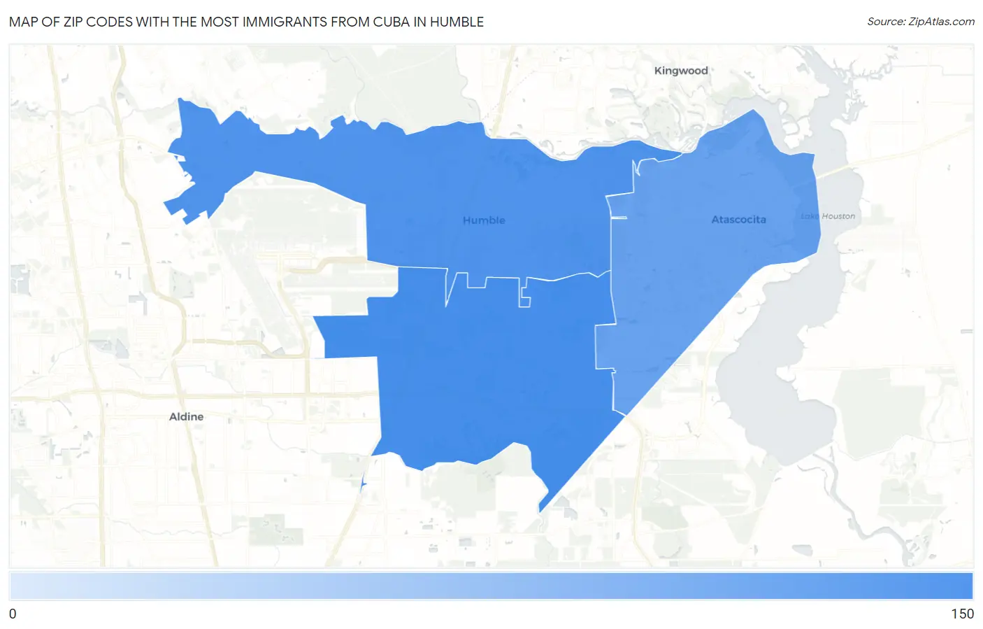 Zip Codes with the Most Immigrants from Cuba in Humble Map